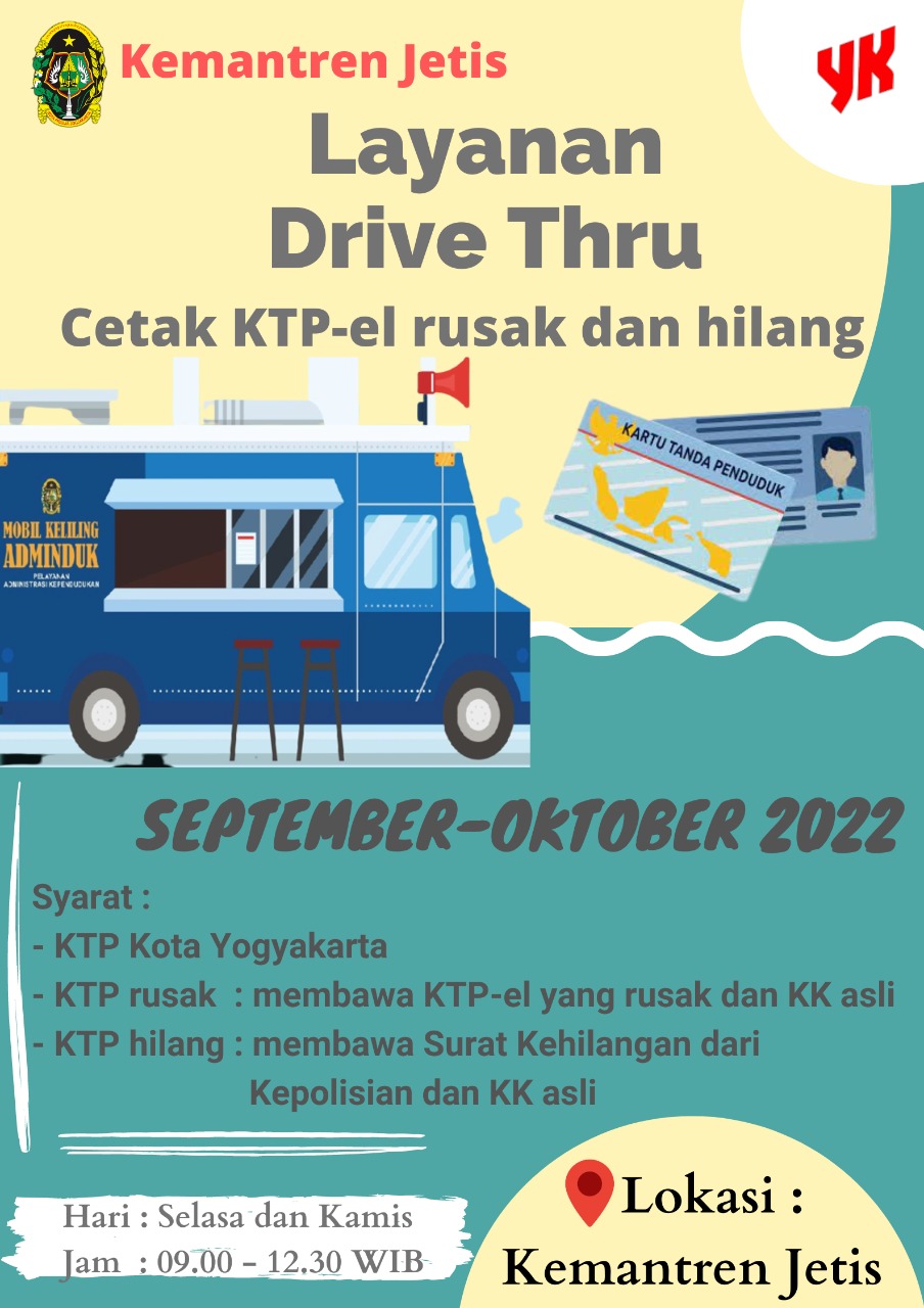 Jadwal Drive-Thru KTP-El Periode September - Oktober 2022 di Kemantren Jetis